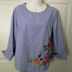 Kontrol Striped Embroidered Top - Never worn! - M